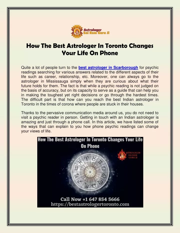 how the best astrologer in toronto changes your