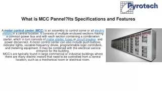 what is mcc pannel its specifications and features