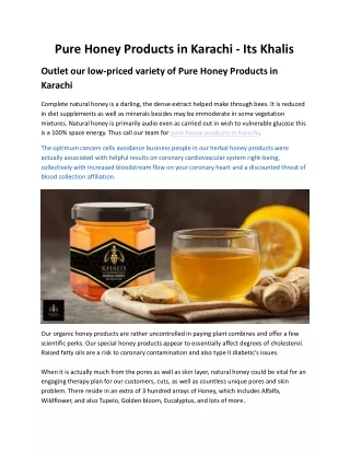 pure honey products in karachi its khalis