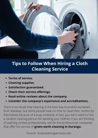 Tips to Follow When Hiring a Cloth Cleaning Service