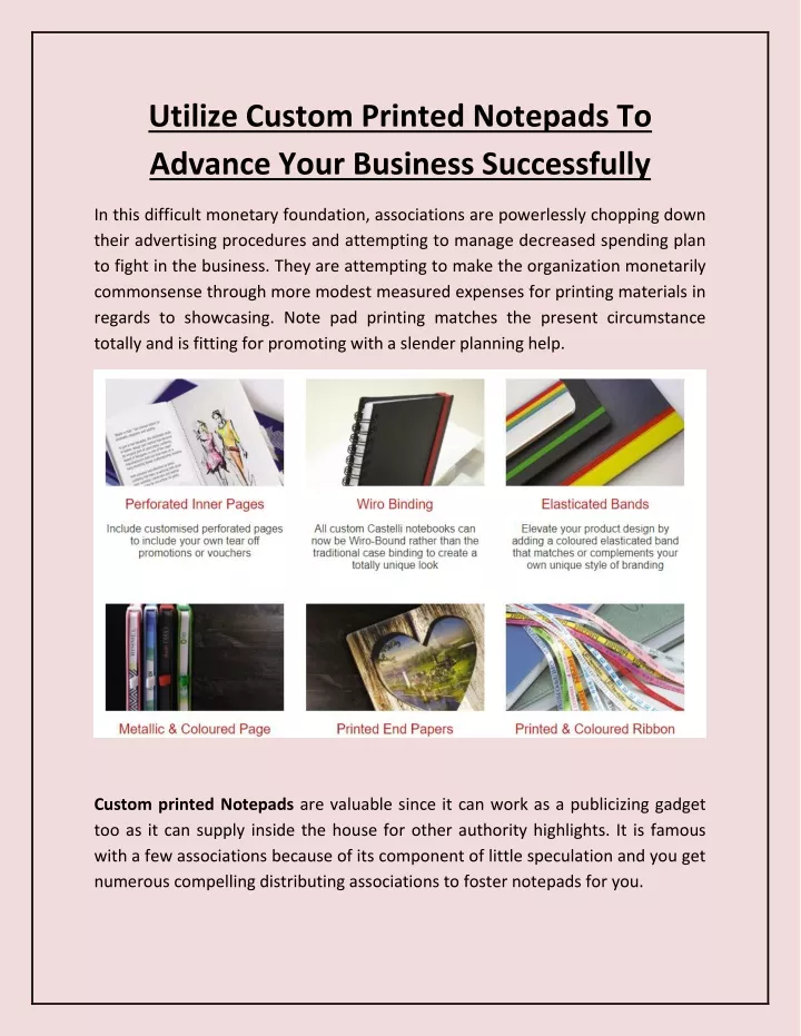 utilize custom printed notepads to advance your