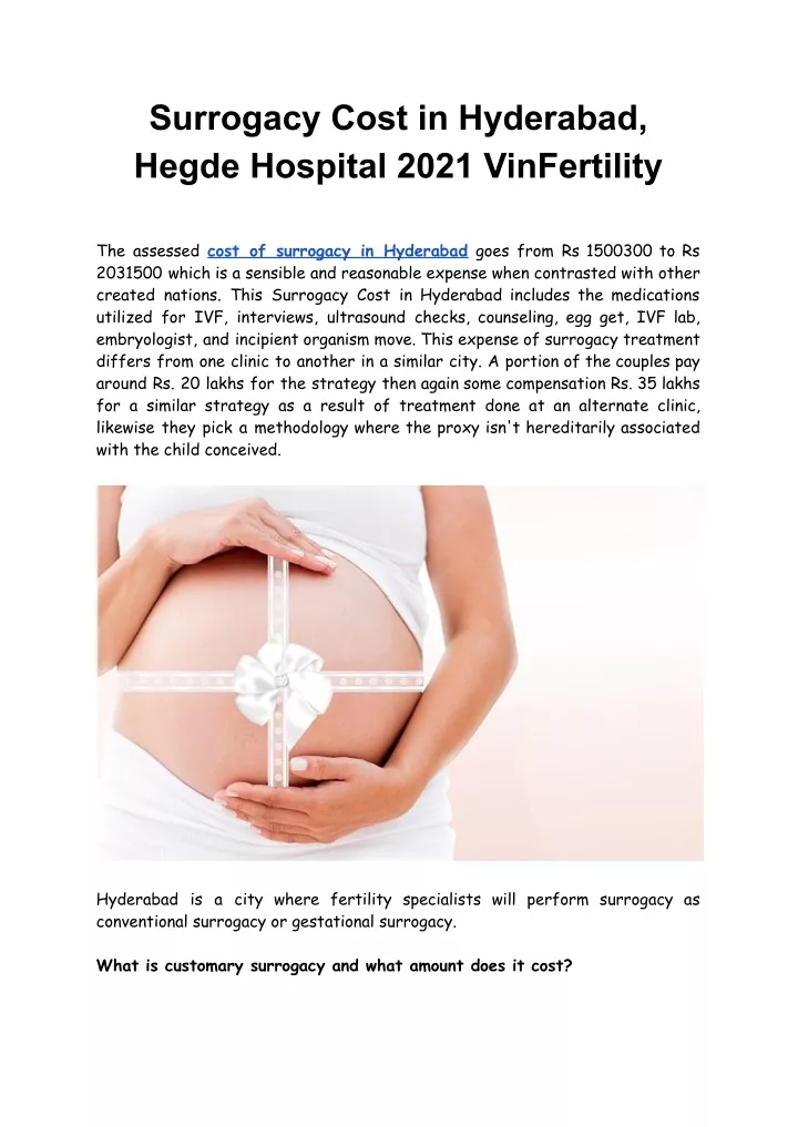 surrogacy cost in hyderabad hegde hospital 2021