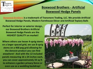 Artificial Boxwood Hedge Panels - Boxwood Brothers