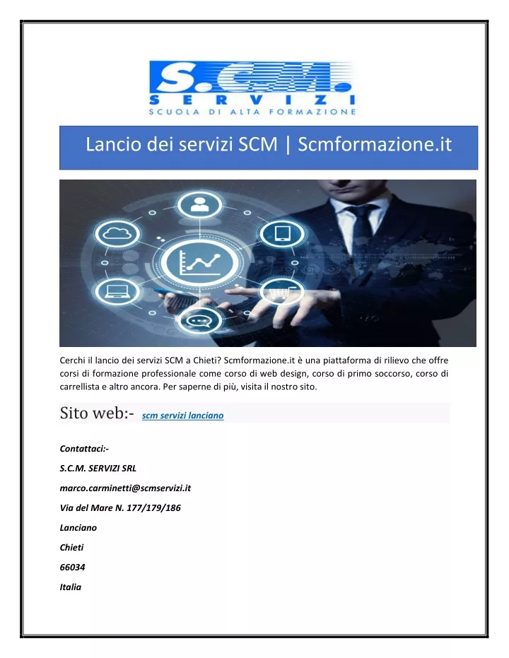 lancio dei servizi scm scmformazione it