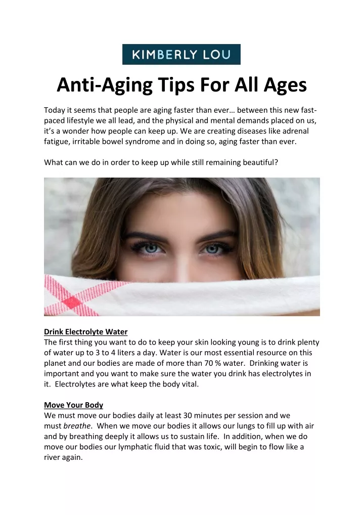 anti aging tips for all ages