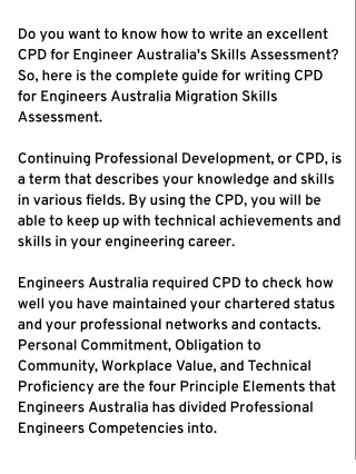 Things to be considered while Writing CPD for Engineers Australia