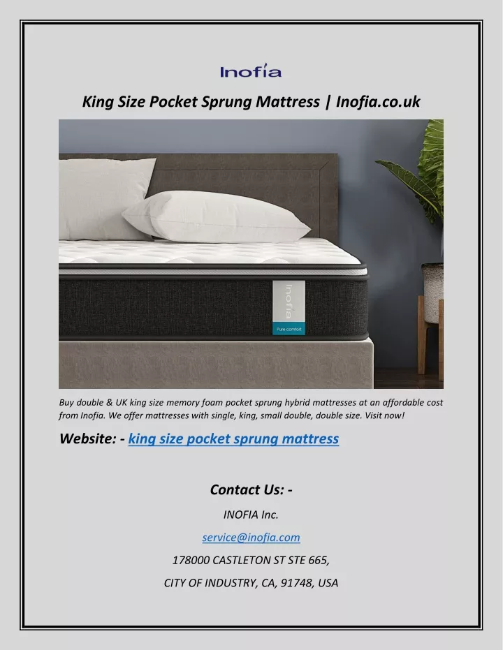king size pocket sprung mattress inofia co uk
