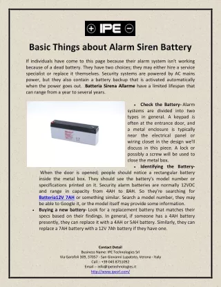 Basic Things about Alarm Siren Battery