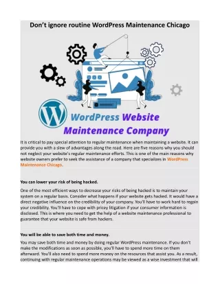 Don’t ignore routine WordPress Maintenance Chicago