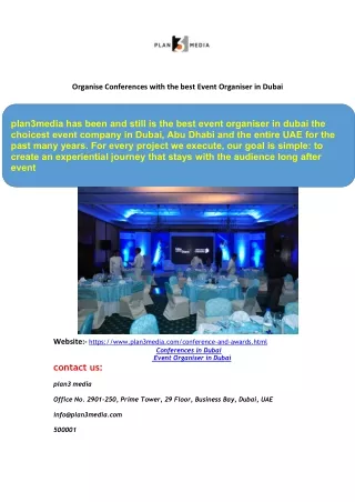 Organise Conferences with the best  Event Organiser in Dubai