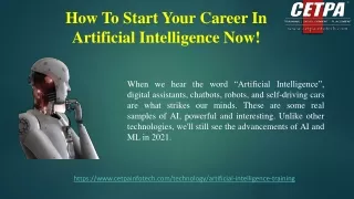 how to start your career in artificial