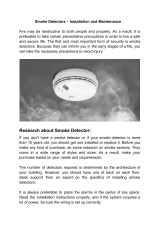 smoke detectors installation and maintenance