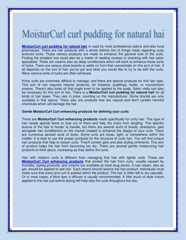 moisturcurl curl pudding for natural hair is used