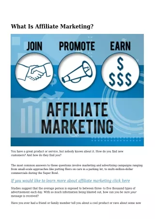 What Is Affiliate Marketing?