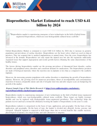Bioprosthetics Market Estimated to reach USD 6.41 billion by 2024