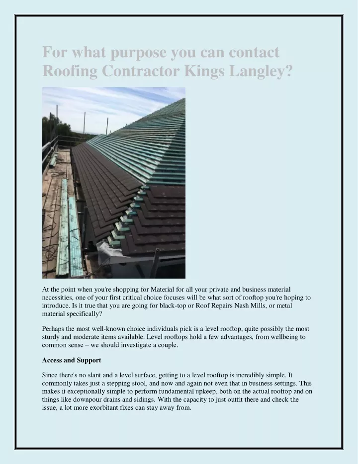 for what purpose you can contact roofing