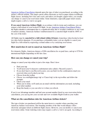 American Airlines Cancellations Policy: How you can avoid fees