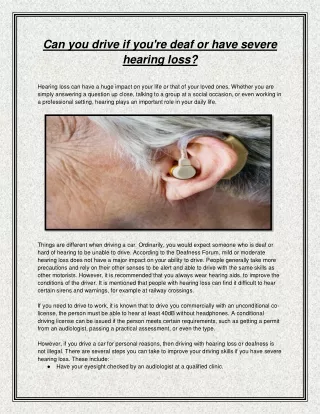 Can you drive if you're deaf or have severe hearing loss