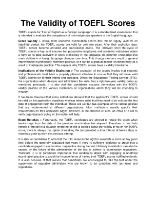 The Validity of TOEFL Scores