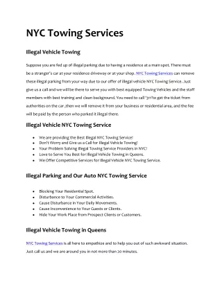Towing Company Queens