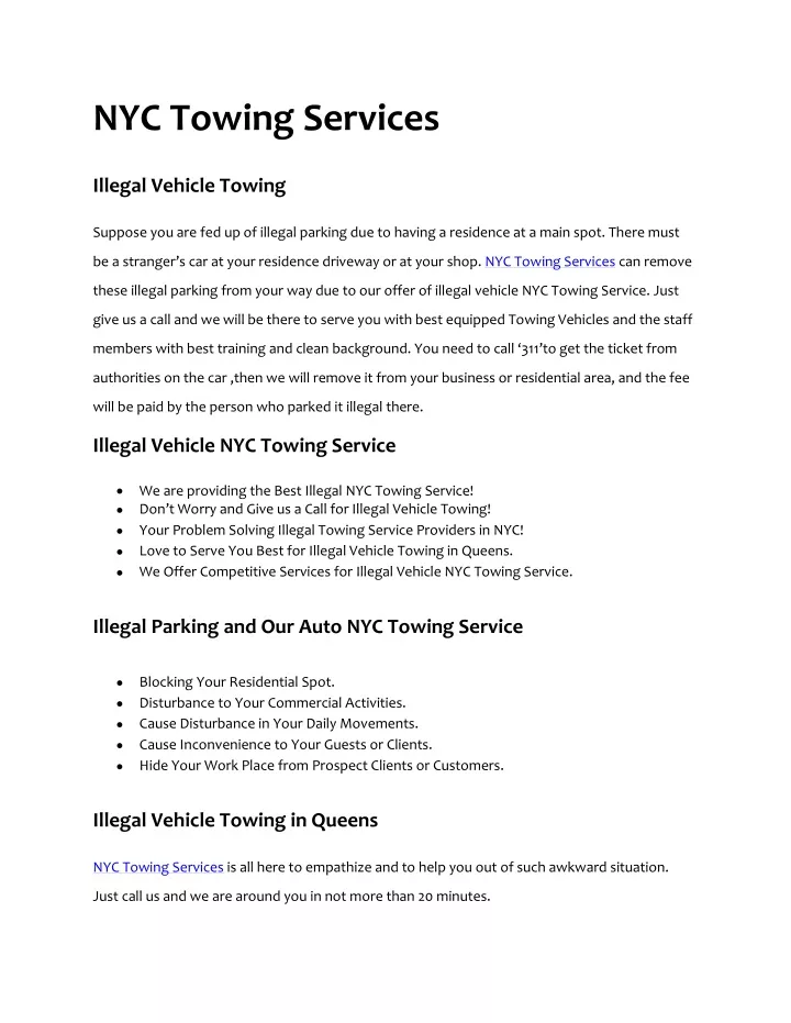 nyc towing services