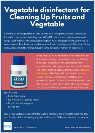 vegetable disinfectant for cleaning up fruits