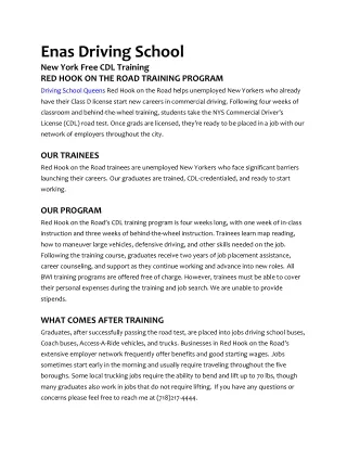 enas driving school new york free cdl training