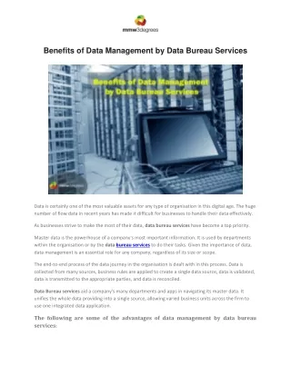 benefits of data management by data bureau