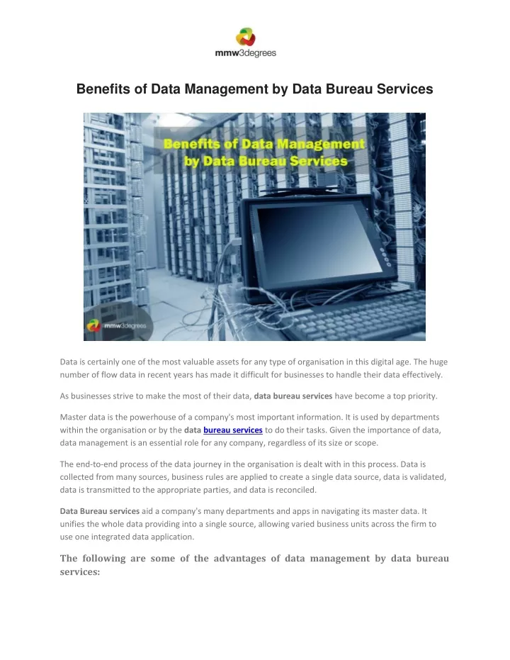 benefits of data management by data bureau