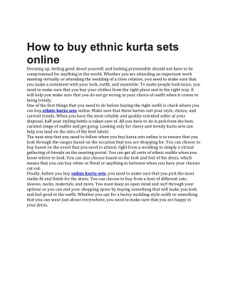 How to buy ethnic kurta sets online