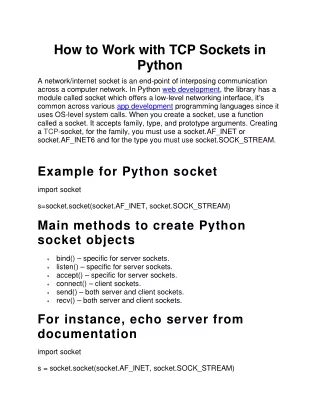 how to work with tcp sockets in python a network