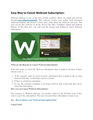 easy way to cancel webroot subscription