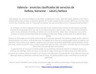 Valencia - anuncios clasificados de servicios de belleza, bienestar