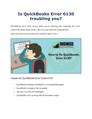 is quickbooks error 6130 troubling you