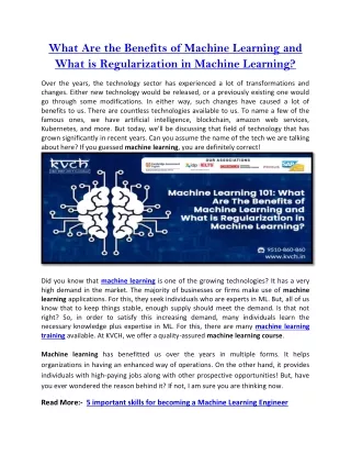What Are the Benefits of Machine Learning and What is Regularization in Machine Learning