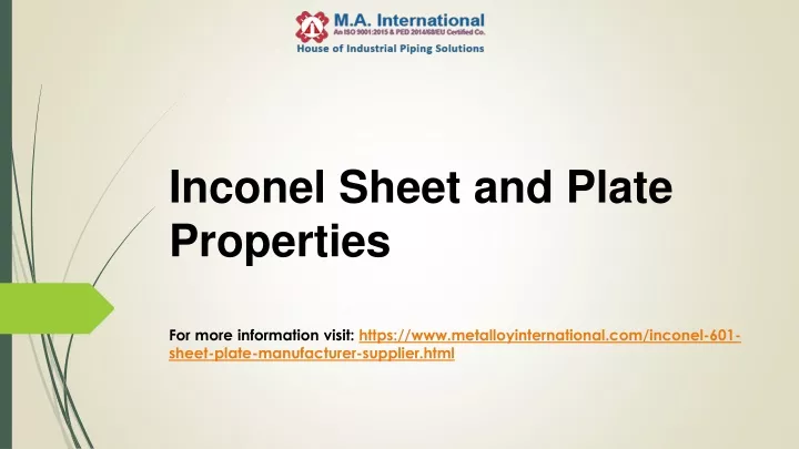 inconel sheet and plate properties