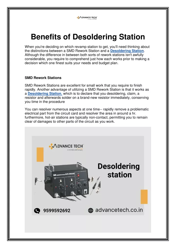 benefits of desoldering station