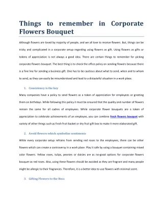 Things to remember in Corporate Flowers Bouquet