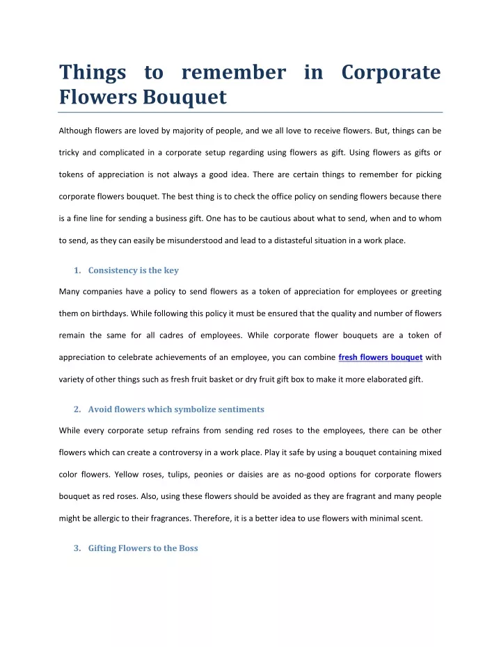 things to remember in corporate flowers bouquet