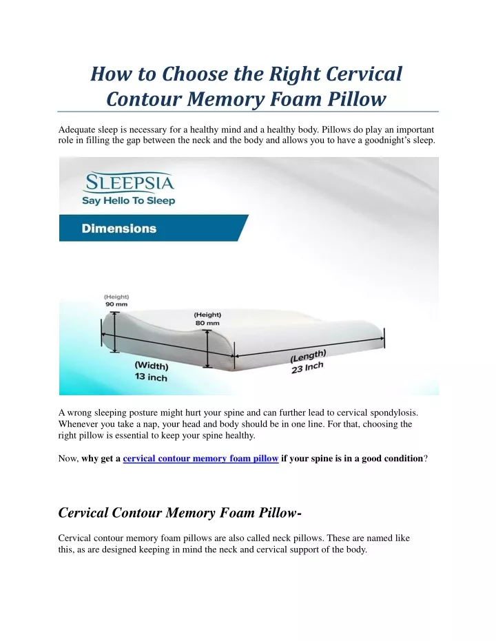 how to choose the right cervical contour memory