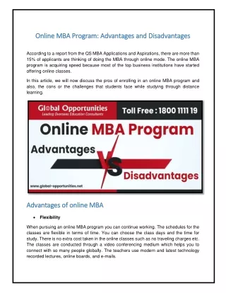 online mba program online mba program advantages