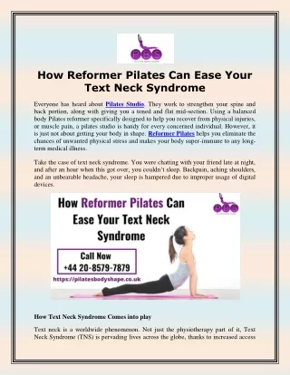 How Reformer Pilates Can Ease Your Text Neck Syndrome
