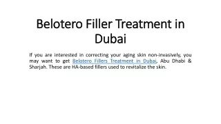 Belotero Filler Treatment in Dubai