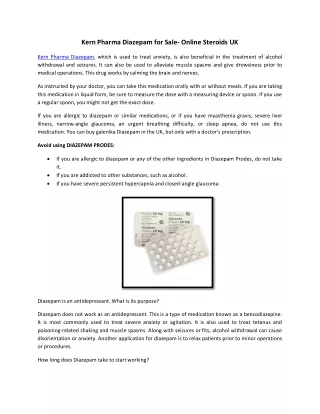 Kern Pharma Diazepam for Sale