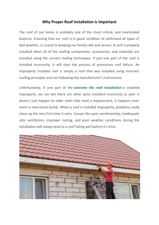 why proper roof installation is important