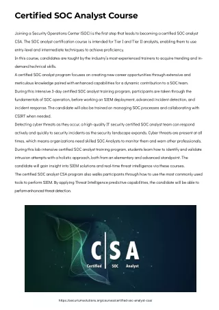 Certified SOC Analyst