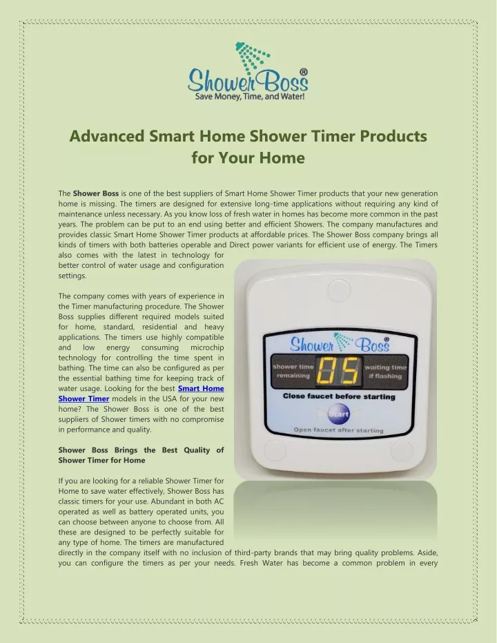 advanced smart home shower timer products