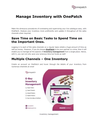 manage inventory with onepatch