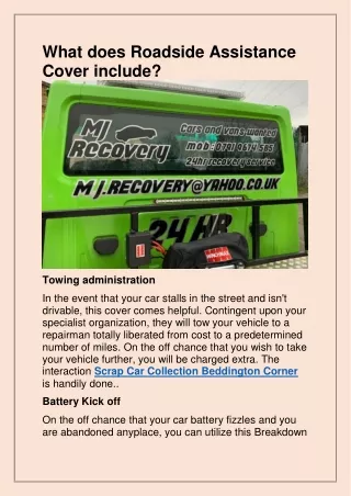 what does roadside assistance cover include