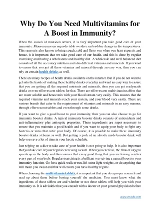 Why Do You Need Multivitamins for A Boost in Immunity?
